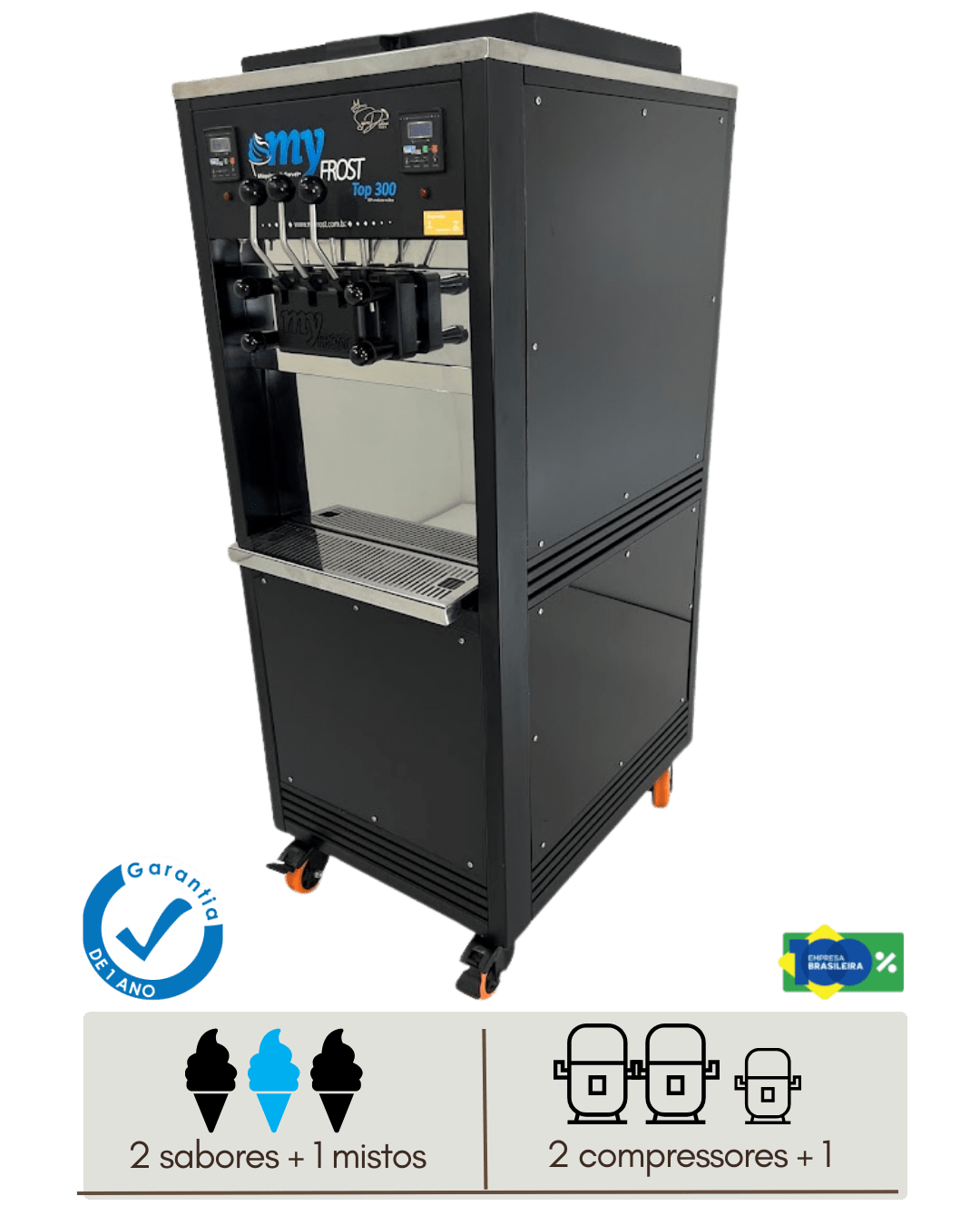 My Frost TOP 300 - Máquina de Sorvete Expresso 3 Sabores 